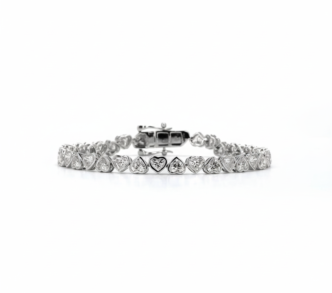Bezel Hearts Lab Diamond Bracelet