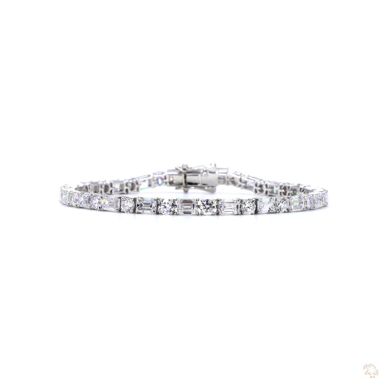 Alternating Emerald & Round Lab Diamond Bracelet - TENNIS CLUB