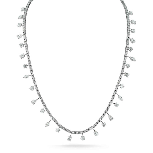 Mosaic Dangle Diamond Tennis Necklace