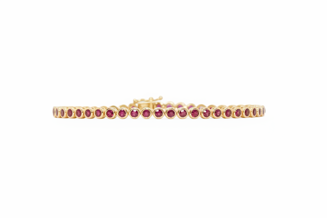 Bezel Set Ruby Tennis Bracelet