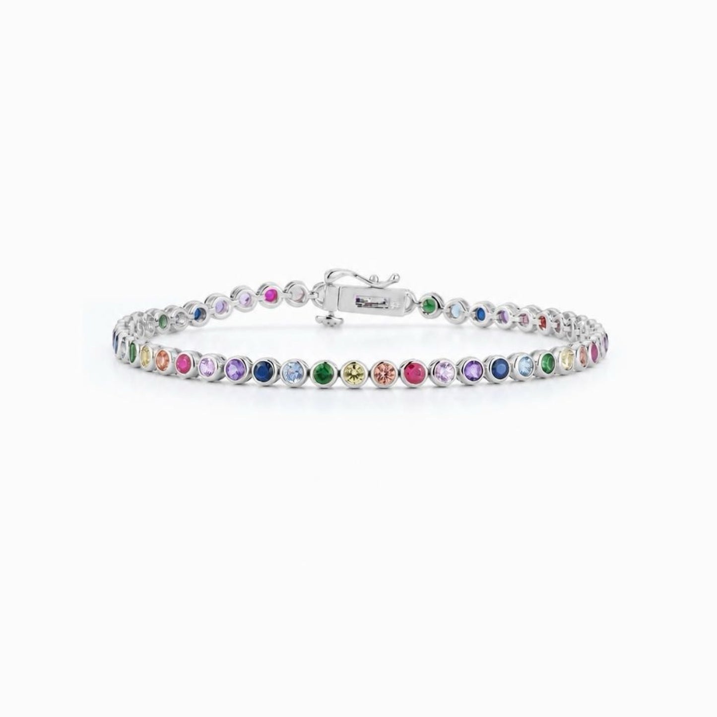 Rainbow Sapphire Bezel Tennis Bracelet