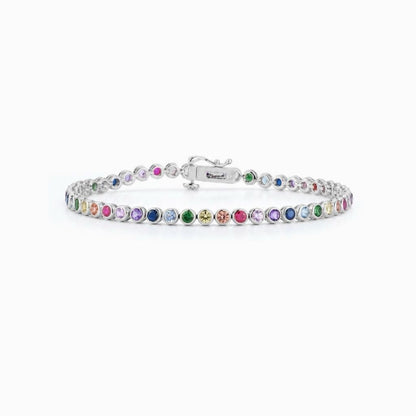 Rainbow Sapphire Bezel Tennis Bracelet