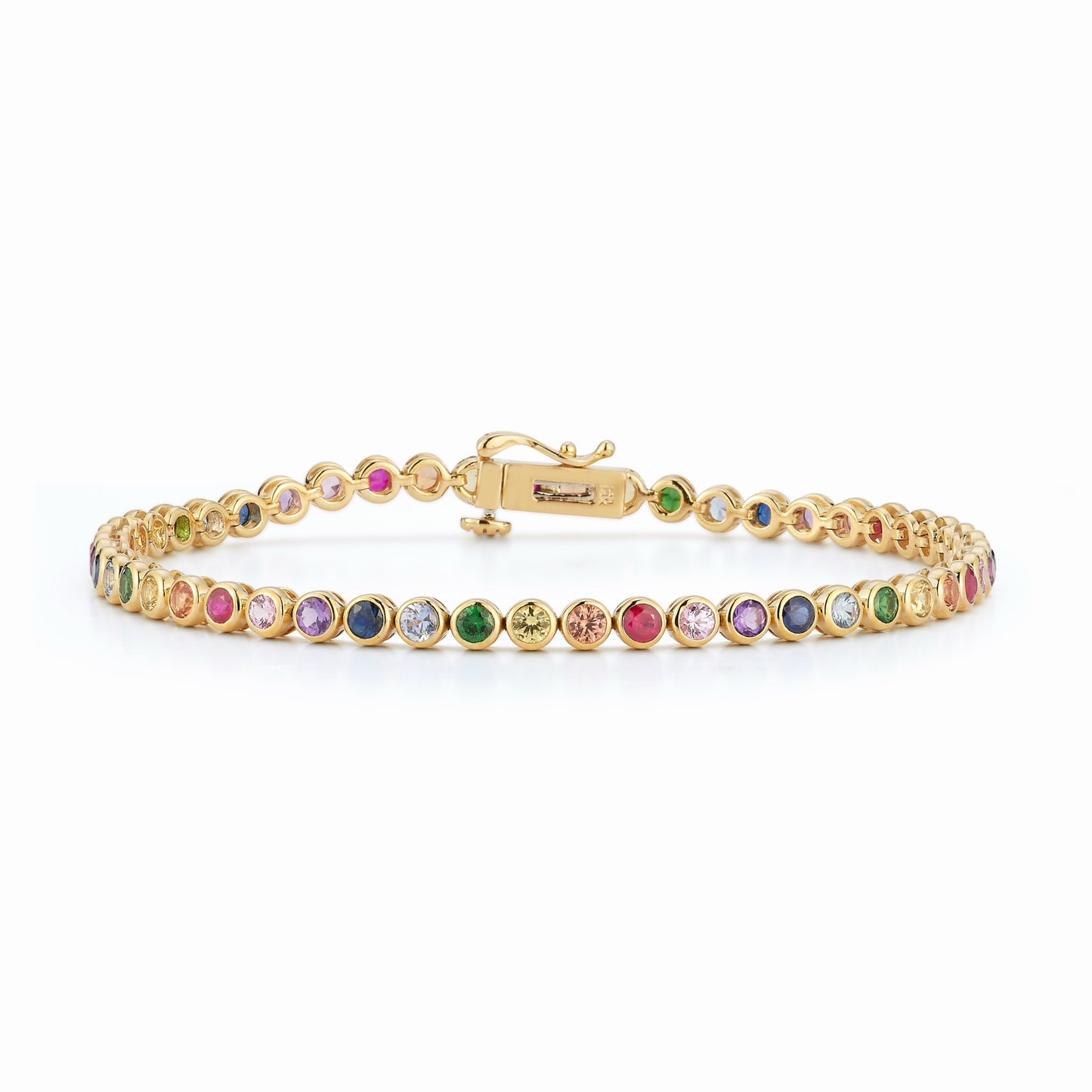 Rainbow Sapphire Bezel Tennis Bracelet