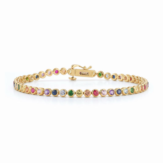 Rainbow Sapphire Bezel Tennis Bracelet