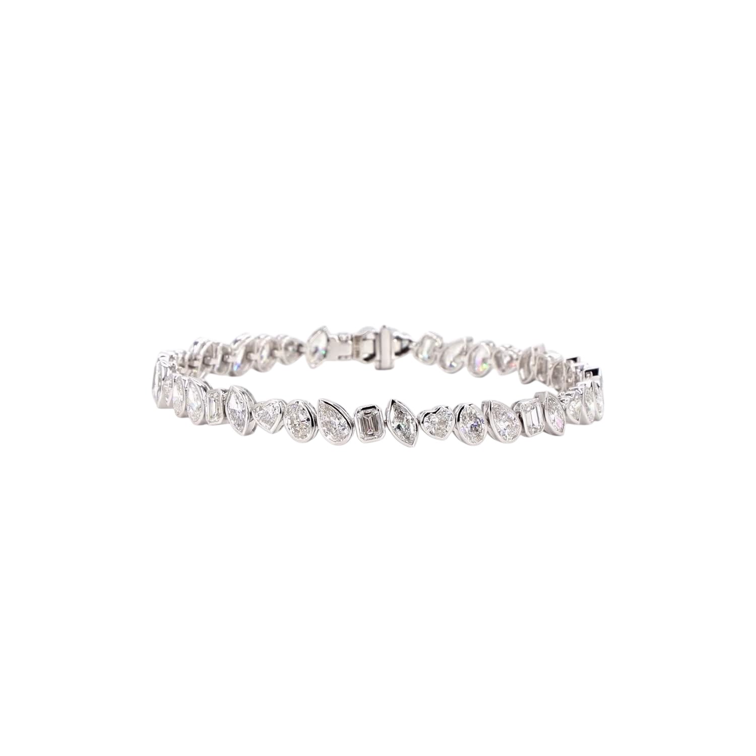 Bezel Tilted Multi Shape Lab Diamond Bracelet - TENNIS CLUB