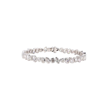 Bezel Tilted Multi Shape Lab Diamond Bracelet - TENNIS CLUB