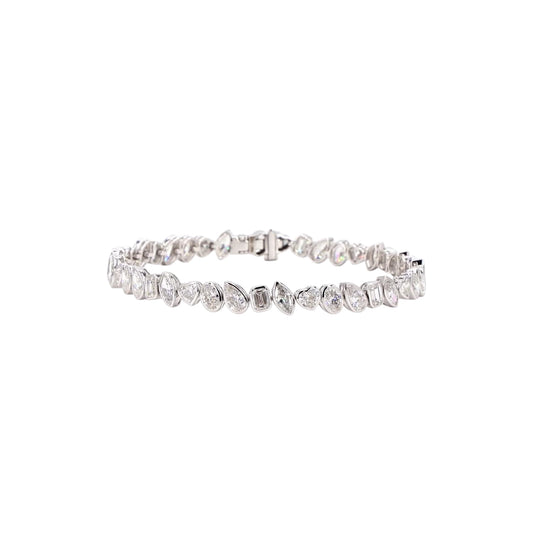 Bezel Tilted Multi Shape Lab Diamond Bracelet - TENNIS CLUB
