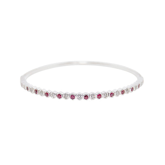 Diamond & Ruby Geometric Flexible Tennis Bracelet