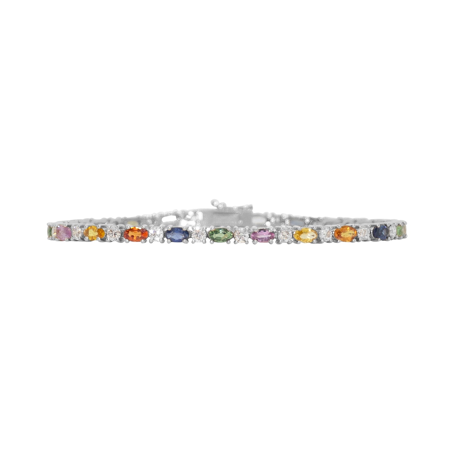 Oval Sapphire + Diamond Mix Bracelet - TENNIS CLUB