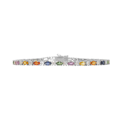 Oval Sapphire + Diamond Mix Bracelet - TENNIS CLUB