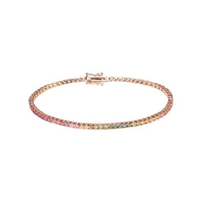 Pink Green Mix Sapphires Bracelet - TENNIS CLUB
