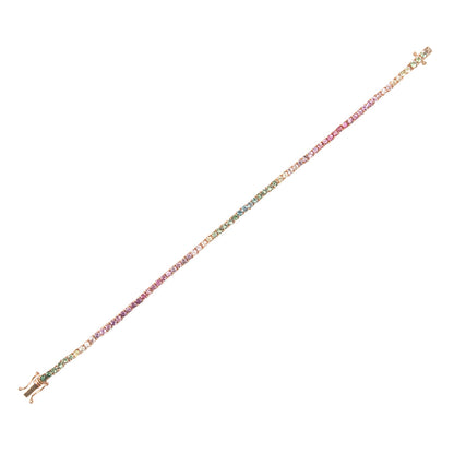 Pink Green Mix Sapphires Bracelet - TENNIS CLUB